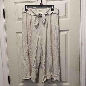 Shinestar Beige Tie-Waist Wide Leg